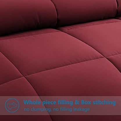 EASELAND King Size Down Alternative Comforter, Burgundy, 90x102 Inches