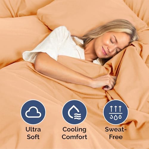 Queen Size 4 Piece Sheet Set - Ultra Soft & Cooling Bed Sheets - Peach
