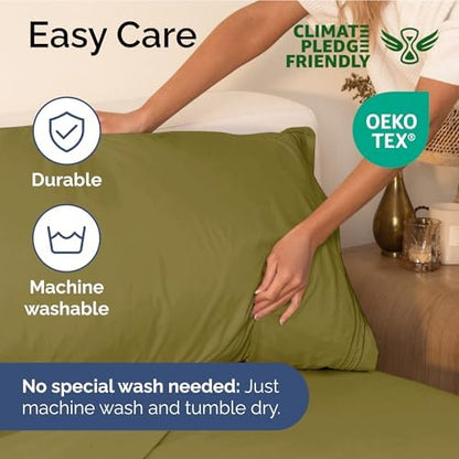 Twin XL Size 3 Piece Sheet Set - Ultra Soft & Cooling Sheets - Olive Yellow