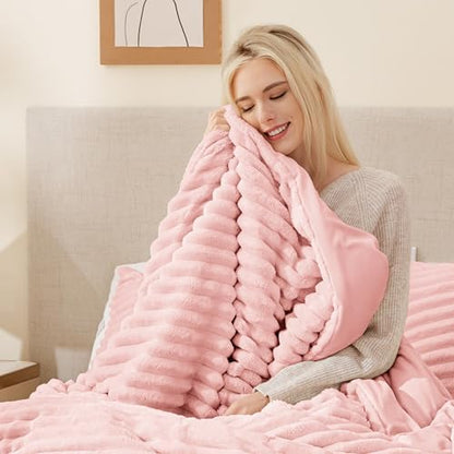 EXQ Home Fluffy Comforter Set Twin Size,2 Pieces Bed Set,Pink