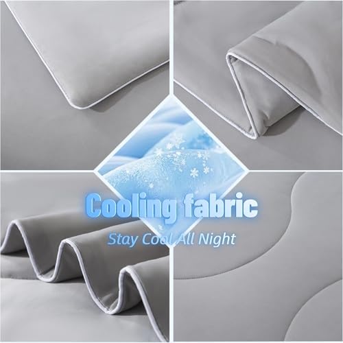 ELNIDO QUEEN Cooling Comforter for Hot Sleepers, Summer Cooling Blanket King Size for Night Sweats, Breathable All-Season Lightweight Blanket, (106x90 inch，Grey