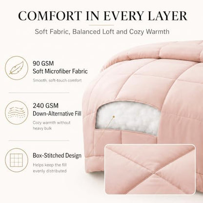 CozyLux Twin Comforter Set Blush Pink - 5 Pieces Bed in a Bag
