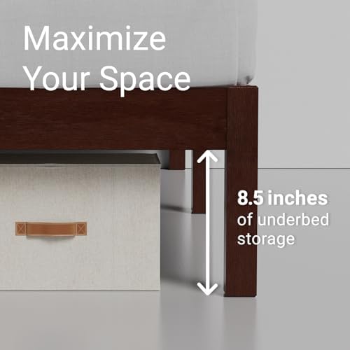 LIFEMENT Classic Wood Platform Bed Frame with Headboard, Essential, Noise Free, Under Bed Storage, No Box Spring Needed, Easy Assembly (Walnut, Full)