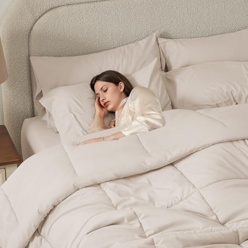 Anluoer King Size Comforter Set, 7 Piece Bed in a Bag King Bedding Sets