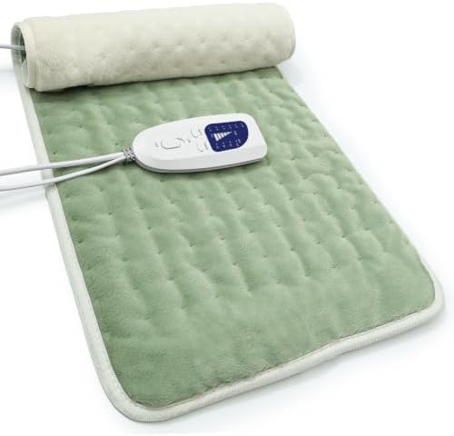 Heating Pad Electric Heat Pad, Hot Heated Pad,Multiple Temp and Timer Settings,Suitable for Shoulders, Neck, arms, Abdomen, Back, Legs, etc (Sage Green, 24"X12")