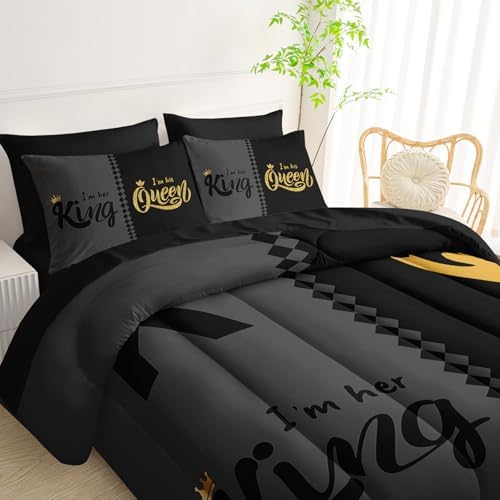 QOOMO Crown Queen and King 7 Pieces Comforter Set Full Size
