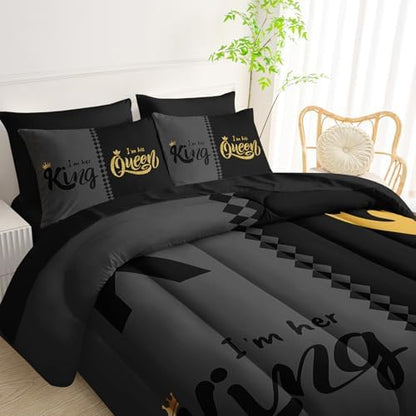 QOOMO Crown Queen and King 7 Pieces Comforter Set Full Size