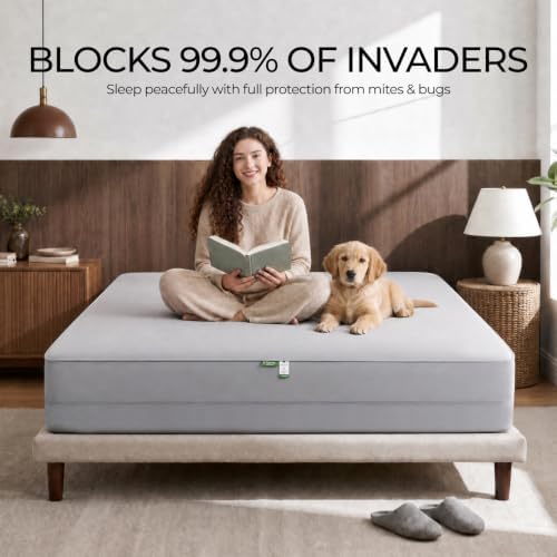 FAUNNA 100% Cotton Bed Bug Dust Mite Mattress Protector Cover King 16 Deep