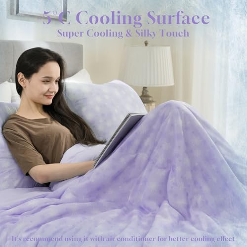 CHOSHOME Cooling Comforter Cooling Blanket, Q-Max 0.45 Cool Sleeping Summer Blanket for Hot Sleeper Night Sweats, King 90" x 108", Purple 02