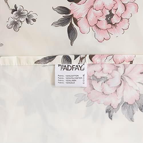 FADFAY Floral Sheets Set Twin XL Vintage Rose Floral Bedding Shabby Grey and Pink Peony Printed College Dorm Bedding 800 Thread Count 100% Egyptian Cotton Deep Pocket Fitted Sheet 4Pcs, Twin XL Size