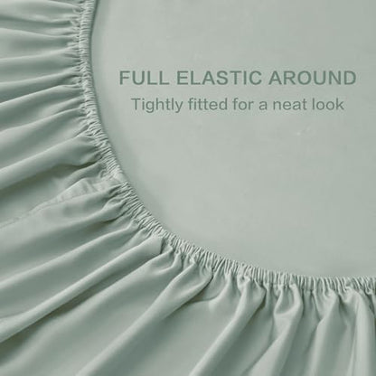 Andency Sage Green Queen Sheets Set 100% Viscose Derived from Bamboo