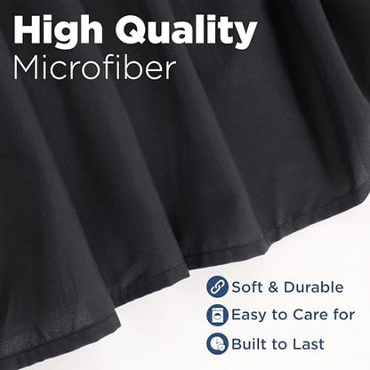 Martex King Ruffle Bed Skirt | Easy Fit Bed Skirts | Microfiber Bed Skirt | 15 Inch Drop | Hotel Quality Bedskirt | Black