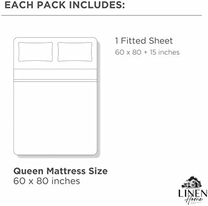 Linen Home Queen Size Fitted Sheet only 100% Cotton Percale, Charcoal
