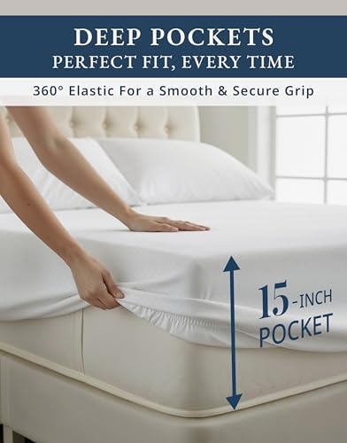 LANE LINEN Full Size Sheet Sets Sateen Weave - White Swiss Dot