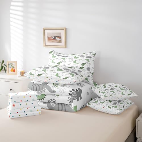 Feelyou Cute Dinosaur 7 Piece Bedding Set for Kids