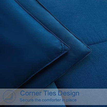 EASELAND King Size Down Alternative Comforter, Navy, 90x102 Inches