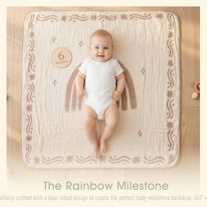 Muslin Baby Blanket, Organic Cotton Blend Jacquard (Boho Rainbow)