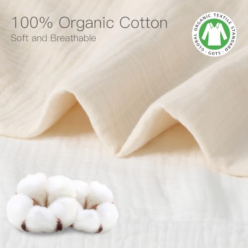 Organic Crib Sheets Fitted Crib Mattress Sheet 2 Pack 52x28 Inches 100% Muslin Cotton for Baby Girls & Boys, Soft Boho Neutral Toddler Bed Sheets Fits Well Standard Size Crib Mattress 28x52 Inches