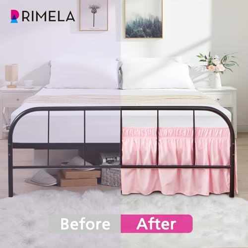 RIMELA Bed Skirt with Split Corners, Queen, 15 Inch Drop, Pink