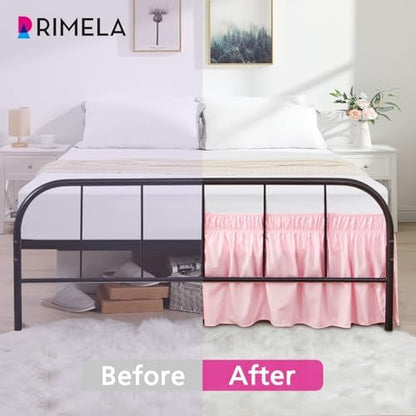 RIMELA Bed Skirt with Split Corners, Queen, 15 Inch Drop, Pink