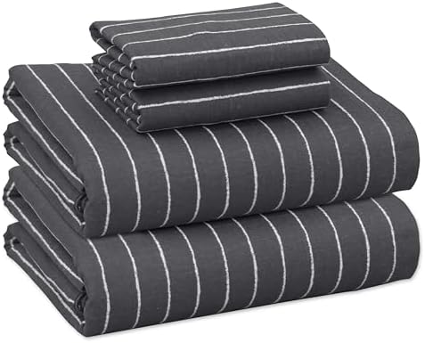 RUVANTI Flannel Sheets King Size, Pinn Stripe