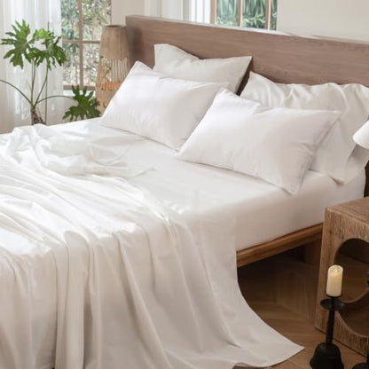 MooMee Sheet Set 100% Washed Cotton Linen-Like Extra Deep Pocket King