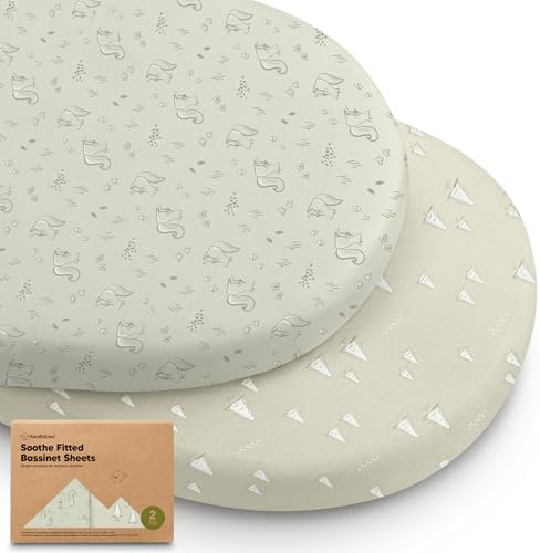 2pk Organic Baby Bassinet Sheets Boys, Girls, Fitted Sheet (Pine Grove)