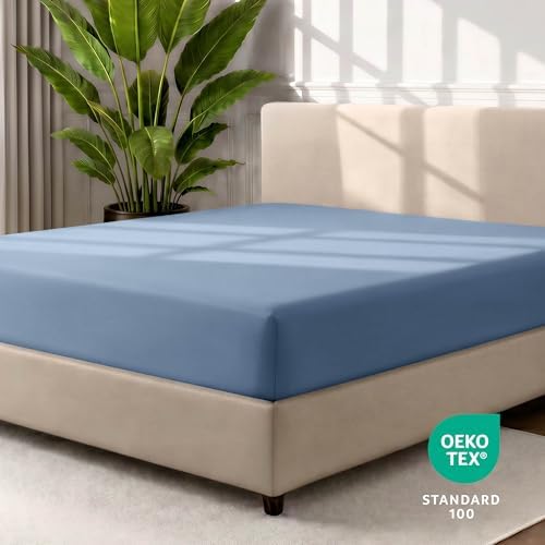 Bare Home King Fitted Sheet - 1800 Ultra-Soft (King, Coronet Blue)