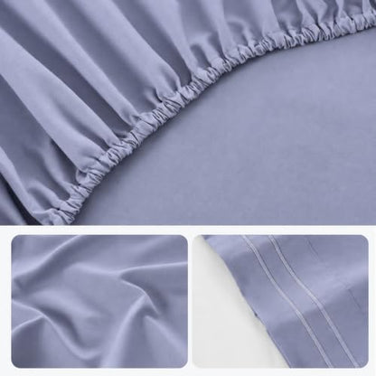 ROSE&RISY Sweet Lavender Queen Sheet Set, Pre-Washed Cotton-Like Brushed Microfiber, 4 Pcs Super Soft Breathable Cooling Bed Sets,Includes 1 Fitted, 1 Flat, 2 Pillowcases(Sweet Lavender, Queen)