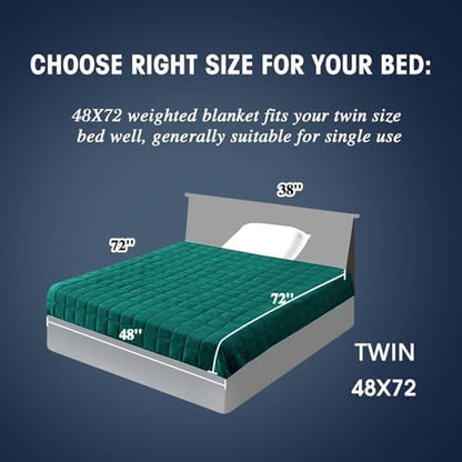 yescool Weighted Blanket for Adults 12lbs Twin Size, 48" x 72", Green