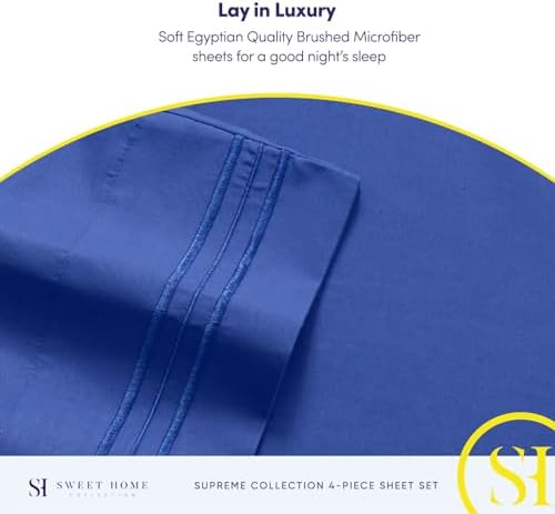 Twin Sheets - Breathable Luxury Sheets with Full Elastic & Secure Corner Straps Built In - 1800 Supreme Collection Extra Soft Deep Pocket Bedding Set, Sheet Set, Twin, Royal Blue