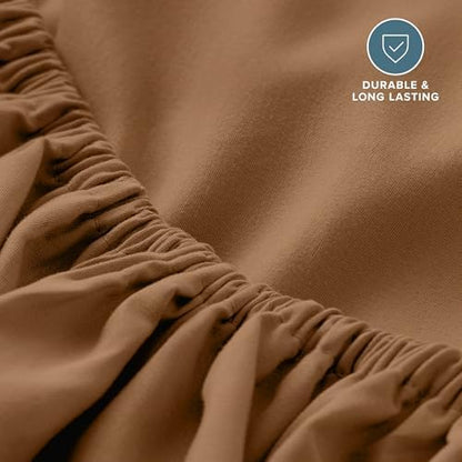 Bare Home Full Fitted Sheet - 1800 Ultra-Soft (Full, Caramel)