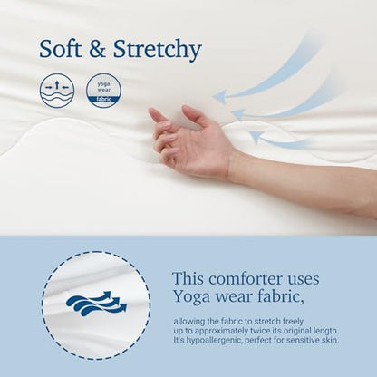 Hotel Grand Cooling Comforter for Hot Sleepers, Cooling Blankets Full/Queen Size, Q-Max>0.4, Breathable and Soft, Lightweight Blankets for Summer (White, 90"x90", Packed with Cooling Pillowcase)