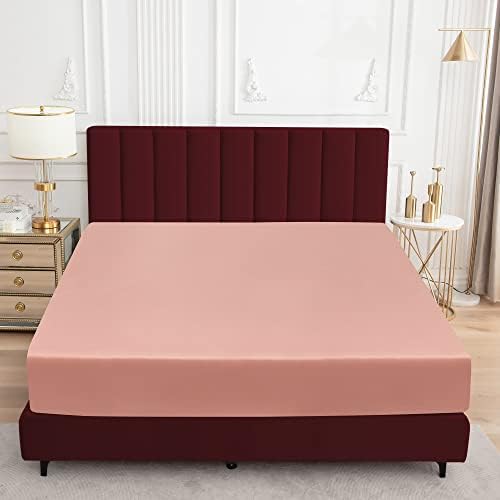 Sufdari Waterproof Mattress Protector, Mattress Cover Twin Size for Bed,18" Deep Pocket Fitted Sheet Style Mattress Protector with Elastic Rubber Band-Light Pink,Twin
