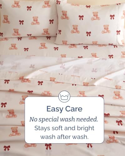 Christmas Sheet Set, Teddy Bears, Holiday Xmas Bedding Set - Cal King Size
