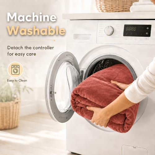 Electric Heated Blanket 72"x84" Full Size, Brick Red