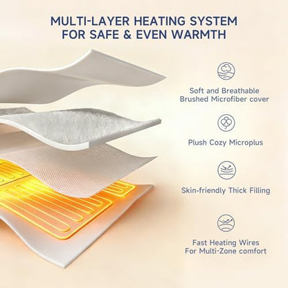 Texciting Heated Mattress Pad King Size-Bed Warmer with Dual Controllers