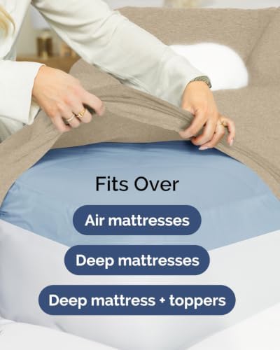 CGK Linens 2 Pack Extra Deep Full Fitted Sheets - Heathered Beige