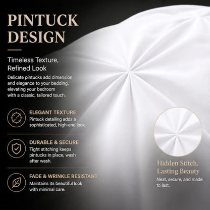 CozyLux Full Size Comforter Sets White, 7 Pieces Pintuck Bed in a Bag