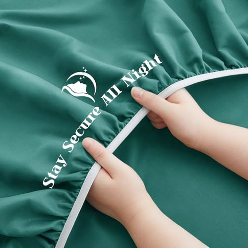 P Pothuiny 5-Piece Split King Sheets Set, Teal Soft Microfiber Fabric