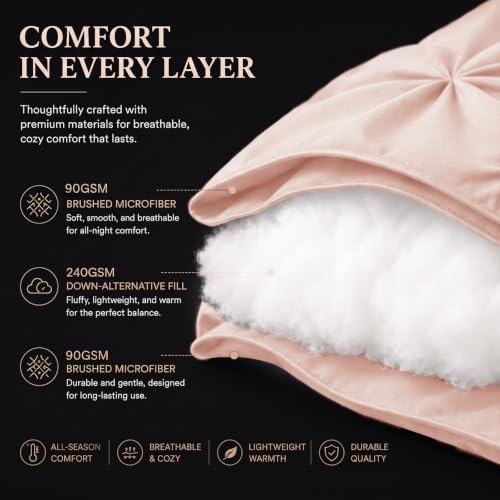 CozyLux Full Size Comforter Sets Peach Pink, 7 Pieces Pintuck Bed in a Bag