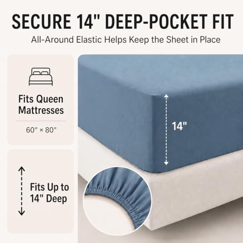 CozyLux Oversized Queen Comforter Set Dusty Blue - 7 Pieces Bed in a Bag