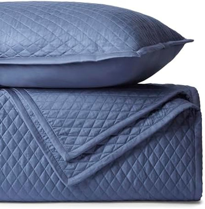 BIOWEAVES 100% Organic Cotton Quilts Queen Size - Diamond Stitched Quilted bedspreads - All Season Oversized Coverlet Set - GOTS Certified Bedding Set | 1 Quilt & 2 Pillow Shams