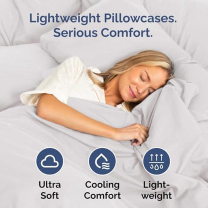 Body Pillow Cases Set of 2 - Ultra Soft Pillowcase Covers - French Grey