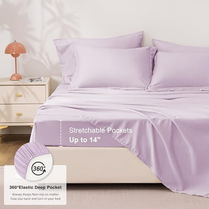 Love's cabin Queen Comforter Set Light Purple, 7 Pieces Queen Bed in a Bag, All Season Bedding Sets with 1 Comforter, 1 Flat Sheet, 1 Fitted Sheet, 2 Pillowcase and 2 Pillow Sham