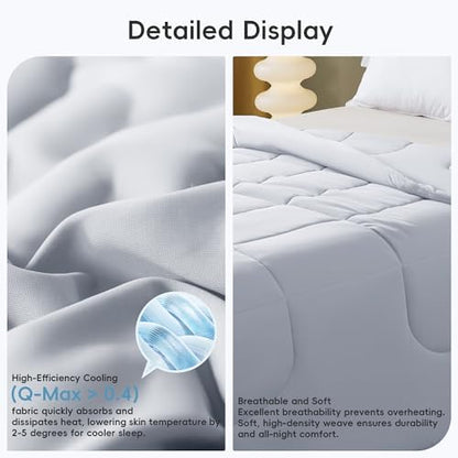 SameBed Cooling Comforter Twin/Twin XL Size, Summer Blanket for Hot Sleepers, Lightweight Comforter for Night Sweats, Double-Sided Breathable Cooling Beddings (Light Grey, 68"*80")