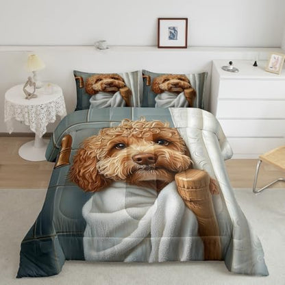 jejeloiu Funny Dog Comforter Set Twin Size Kids Puppy Dog Bedding Set for Boys Girls Teens Dachshund Duvet Breathable Cute Animal Quilt Bedroom Decor,1 Comforter with 1 Pillowcase