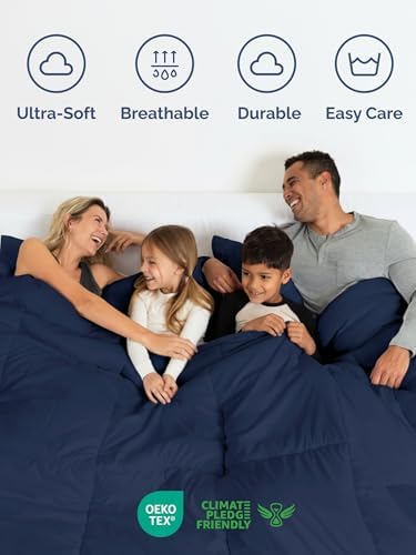 King Comforter Set - 7 Piece Bed in a Bag King Size Bed Set - Navy Blue