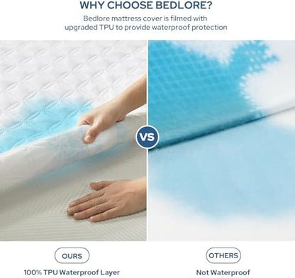 BEDLORE Waterproof Mattress Protector, Full Size, Deep Pocket, Eco-Friendly, Waterproof, Stain Protection, Washable, White