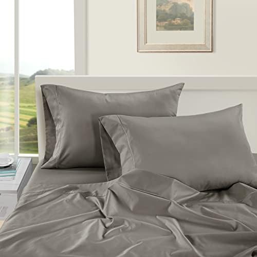 LANE LINEN 100% Egyptian Cotton King Size Deep Pocket Sheet Sets, Soft & Comfy No Pill Fade Resistant Natural Cooling Mercerized Cotton King Size Sheets Set 16" Deep Pocket - Slate Smoke